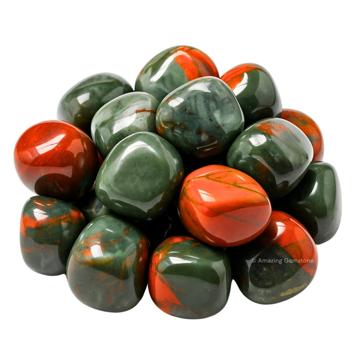 Amazing Gemstone African Bloodstone Crystals and Healing Stones Tumbled - 1 oz African Bloodstone Stone, Healing Stones for Energy Balance, Premium Polished Gems Rocks for Meditation and Wellness