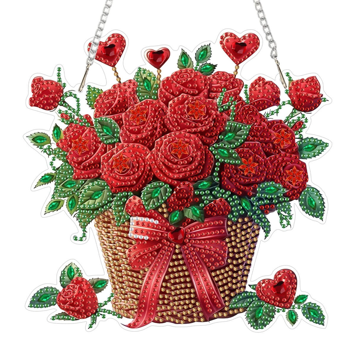 SENQAO Flower Diamond Art Hanging Kits for Adults Kids, Diamond Art Suncatchers Bouquet, 5D Special Shaped Crystal Diamond Painting Kit Valentine's Day, Window Pendant Gem Art Kit for Home Wall Decor