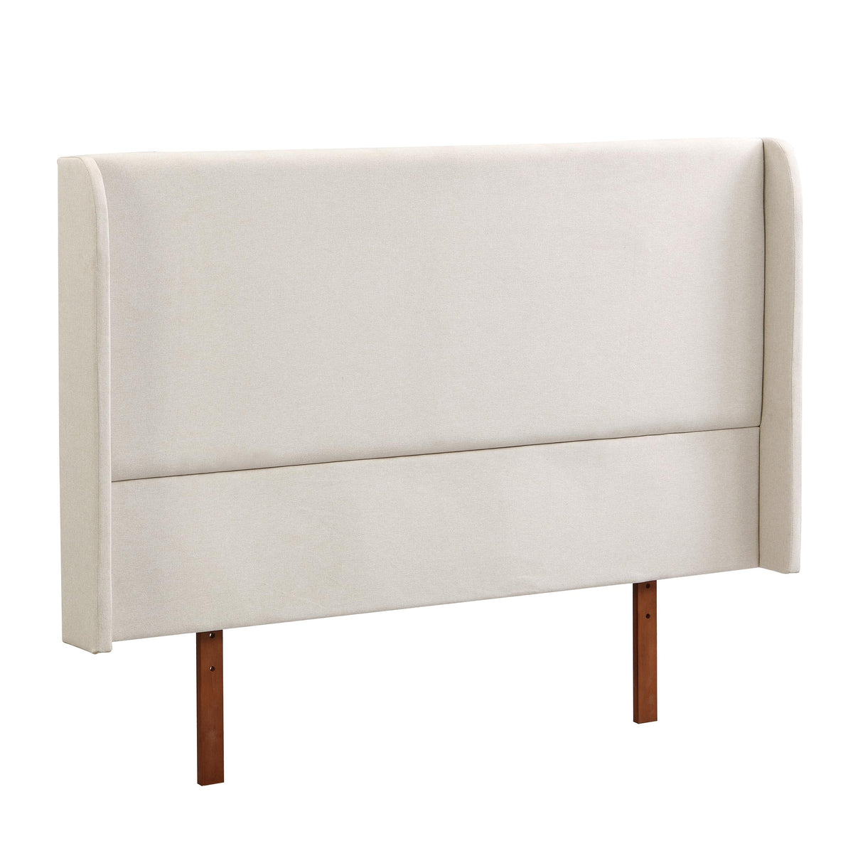 GDFStudio Ceyety King Size Wingback High Headboard, Upholstered Linen Fabric Headboard, Bamboo Wood, Easy Assembly, 48''H, Tan