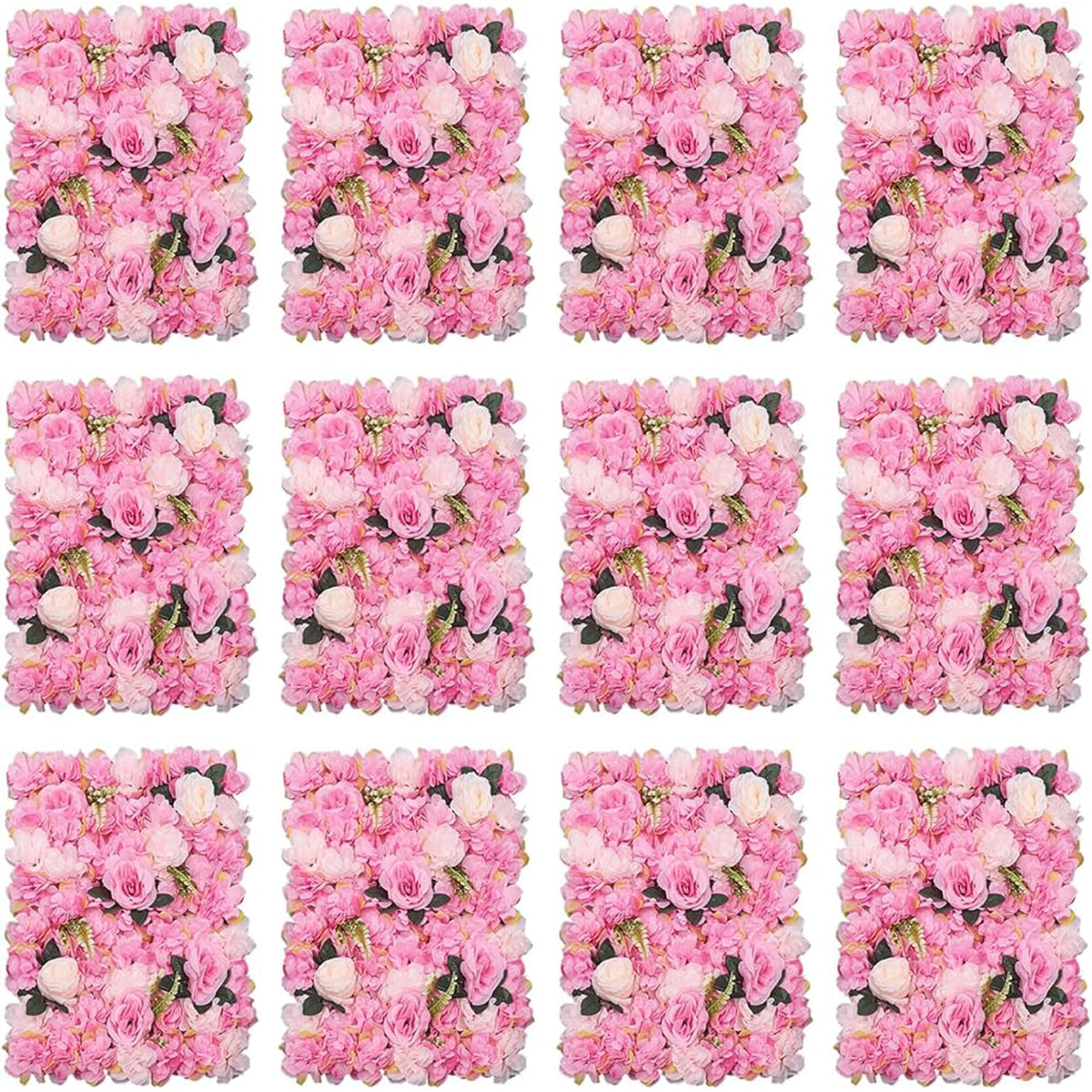 GOUZIBHD 24x16in Flower Wall Panels Wedding Party Bouquet Wall Backdrop, Faux Roses Artificial Flower Wall Background, Flower Wall Panel for Party Bridal Event Decor(Size:12PCS)