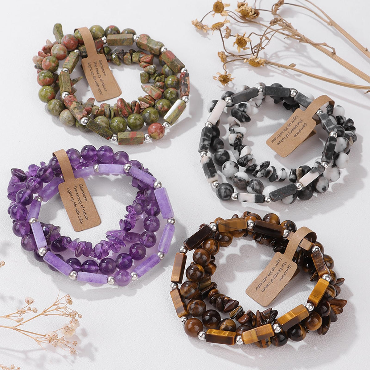 IVY TAILI 3Pcs Tiger Eye Bracelet for Men 8mm Gemstone Bracelet Natural Stone Beaded Bracelets Handmade Stretch Crystal Bracelets Christmas Gifts for Women Girls