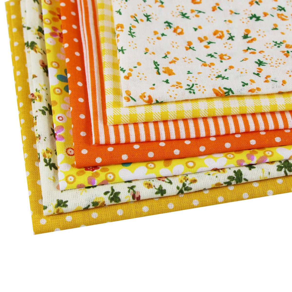 aufodara 7pcs 20” x 20” Cotton Fabric Squares Patchwork Bundle Making Supplies Quilting Weight 120 g/m² for Sewing Quilt DIY Artcraft Handwork (Yellow)