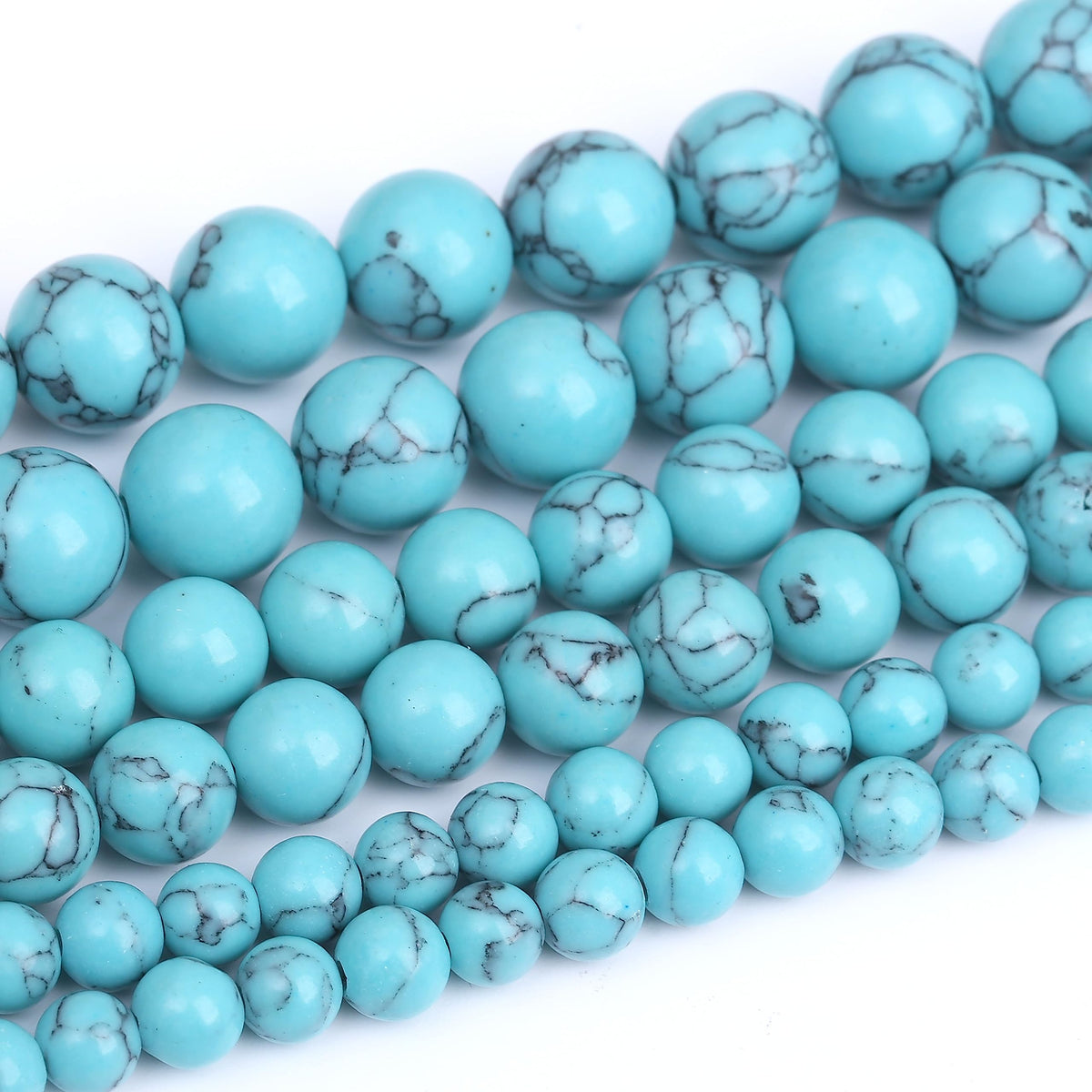 32PCS 12MM Blue Turquoise Round Loose Beads Natural Gemstone Beads for Jewelry Making DIY Bracelet Necklace 15"