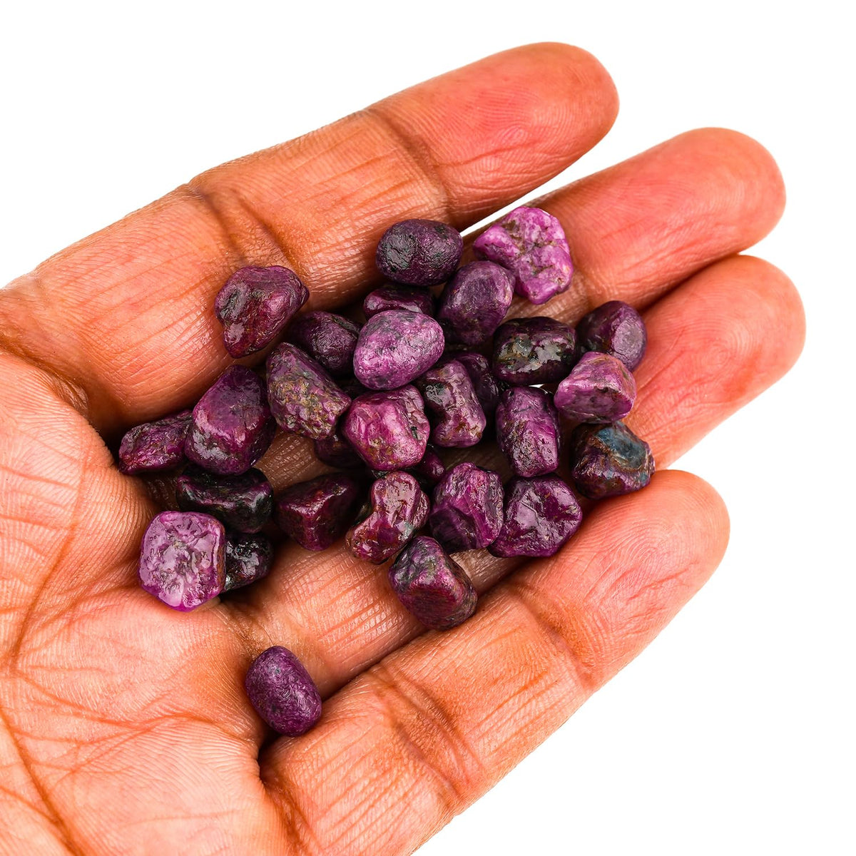 ColouredRocks 100 carats Red-Pink Ruby Crystals, Raw Stones, Rough Gemstones, Jewelry Making Supply, Cabbing, Polishing, Cutting, DIY, Crafts (25+pcs) (5-10mm)