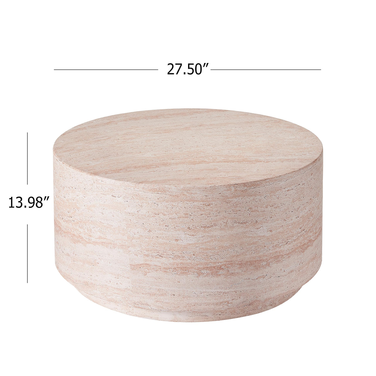 Christopher Knight Home Helen 27.5" Round Coffee Table, MGO Side Table for Patio Furniture Set, Modern Accent Table for Both Indoor and Outdoor Use, End Table for Patio/Deck/Garden, Travertine
