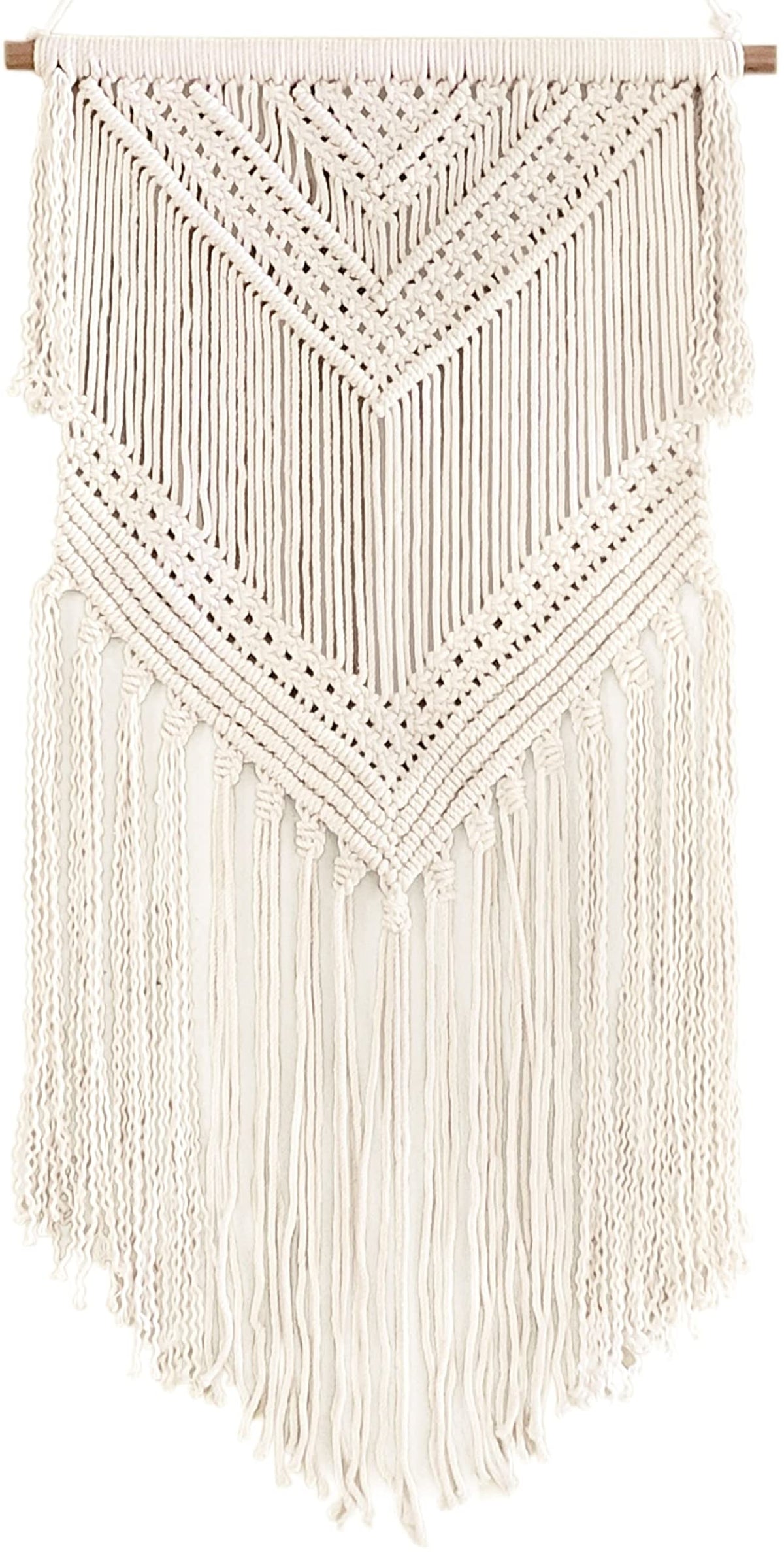 Livalaya Boho Macrame Woven Wall Hanging Beige 16 in x 36 in Modern Bohemian Tapestry wall Art Decor for House, Apartment, Dorm, Bedroom, Nursery, Party Decorations, Wedding, Wall Ornament