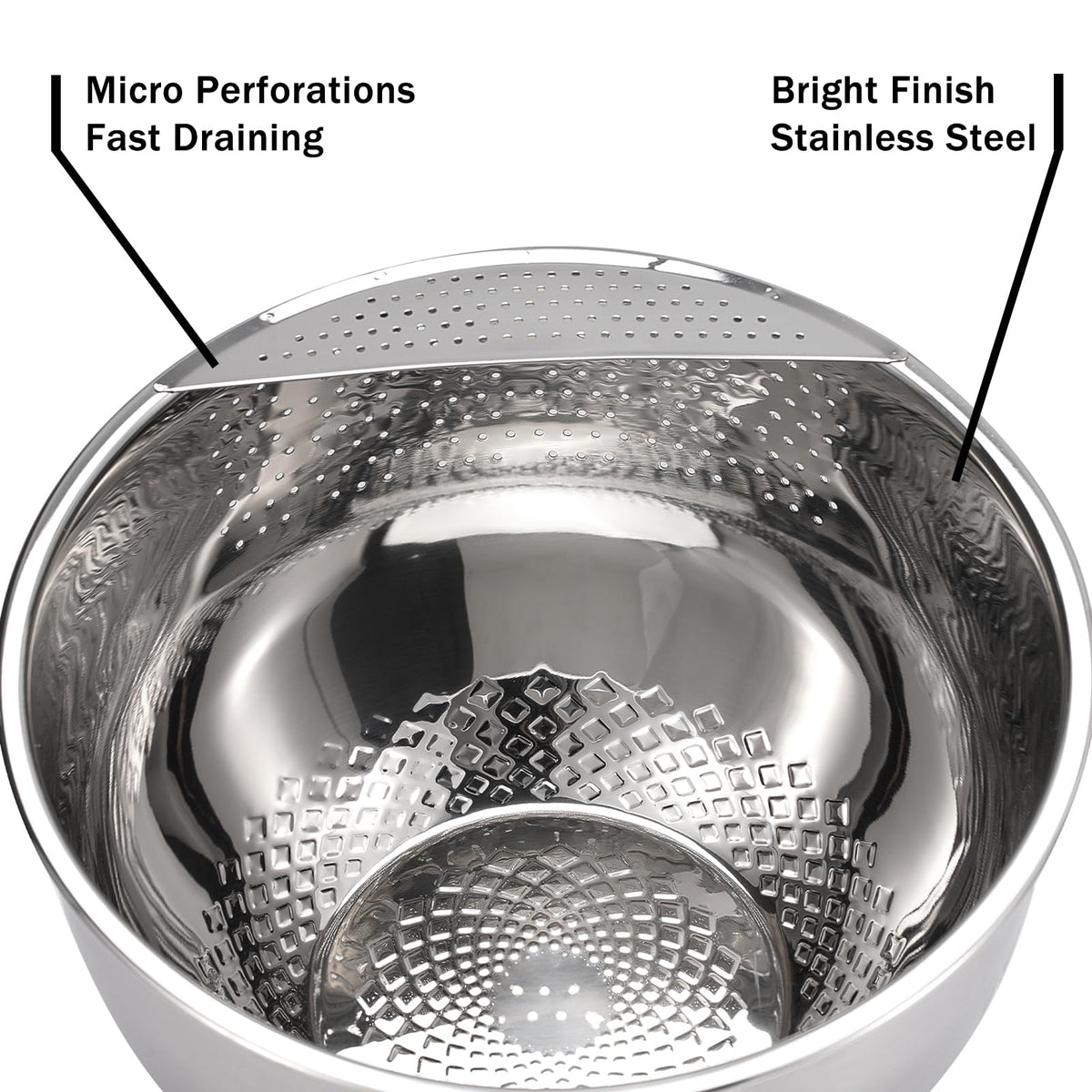 Rice Washing Bowl with Strainer Quinoa Washer Bowl, Stainless Steel Side Drainers Colander for Cleaning Fruits, Vegetables, and Beans - Versatile Kitchen Tool