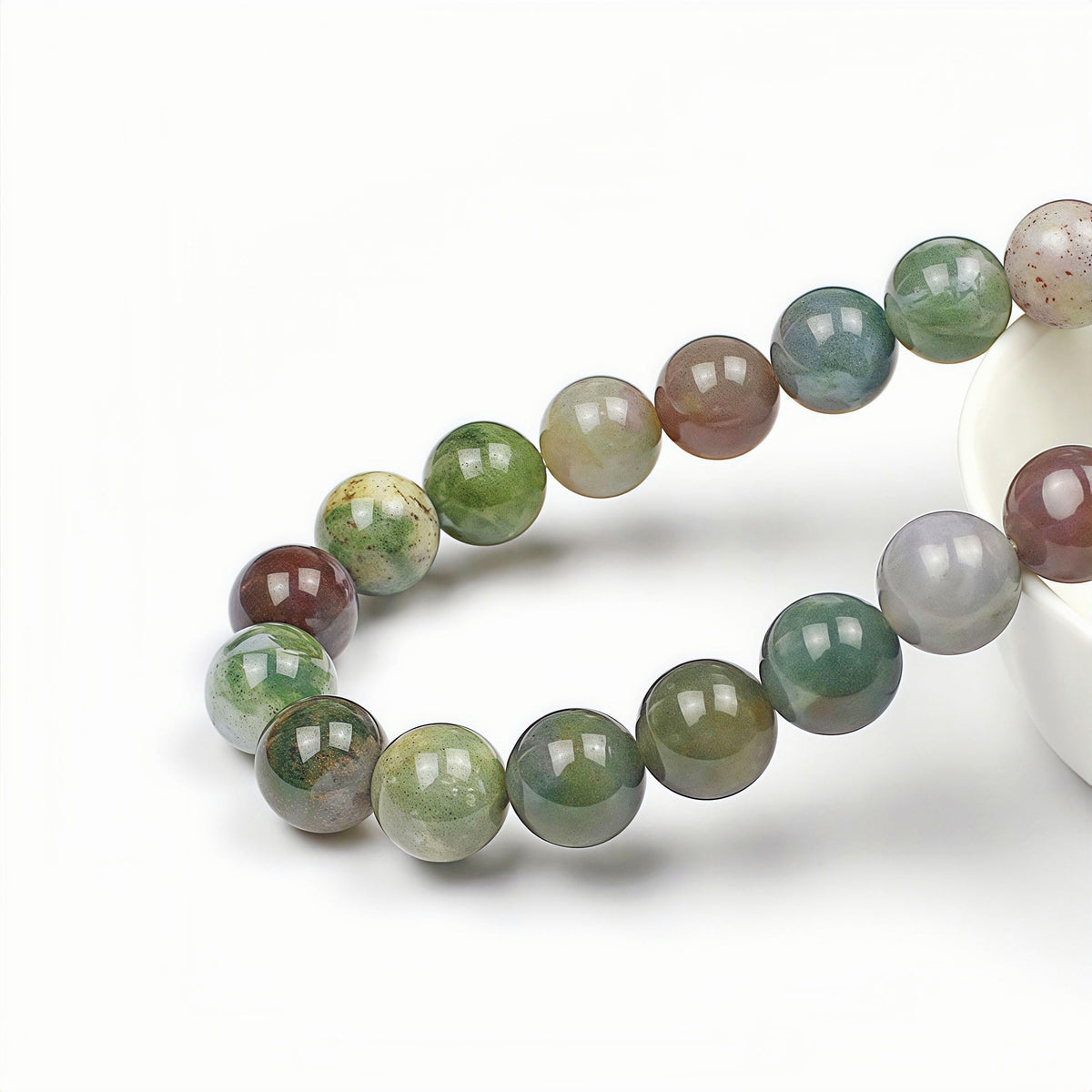 MJDCB AAA Natural Round India Agate Stone Beads Onyx Loose Beads for DIY Necklace Bracelat Jewelry Making Strand 15" (6mm)
