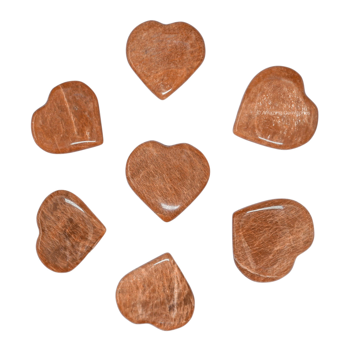 Amazing Gemstone Peach Moonstone Stone Heart - Pack of 2 Crystal Heart Stones Rocks - Corazones De Piedra Crystals and Healing Stones Heart Shaped Crystal - Stocking Stuffers Gifts