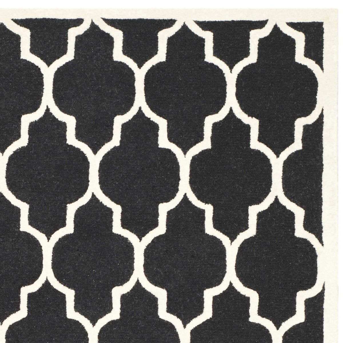 SAFAVIEH Area Rug 8x10 - Cambridge Collection - Large - Black & Ivory, Handmade Wool, Moroccan Trellis Design, Ideal for Living Room, Bedroom, Office, Dining Space (CAM134E)