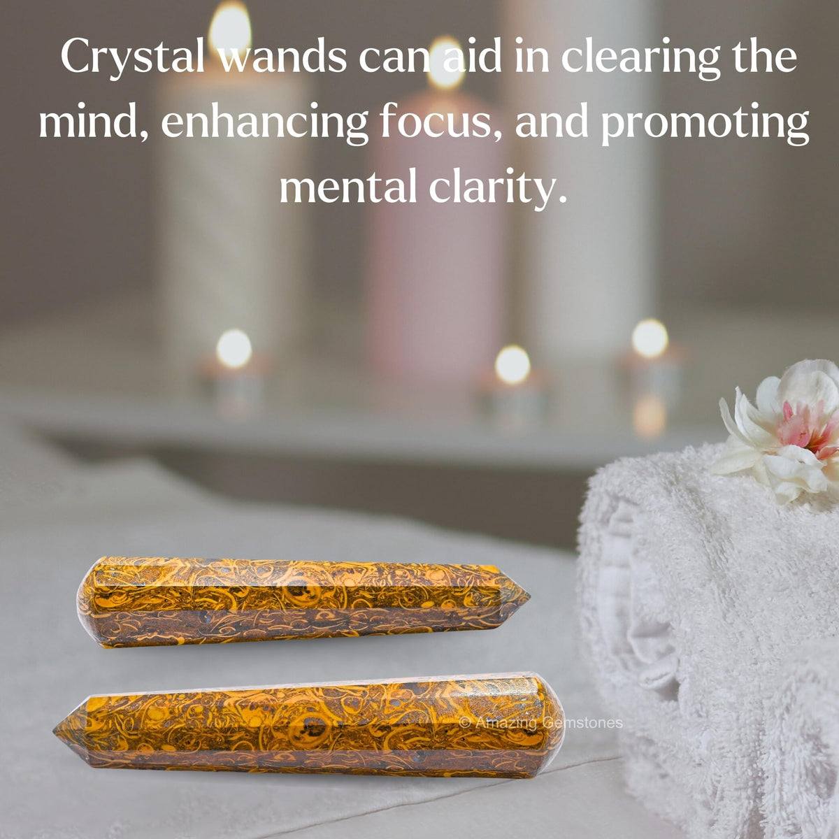 Amazing Gemstone Mariyam Jasper Crystal Wand Massage Stick - Pelvic Wand Gua Sha for Adults - Crystals and Healing Stones Massage Wands for Adults Gifts (Pointed)
