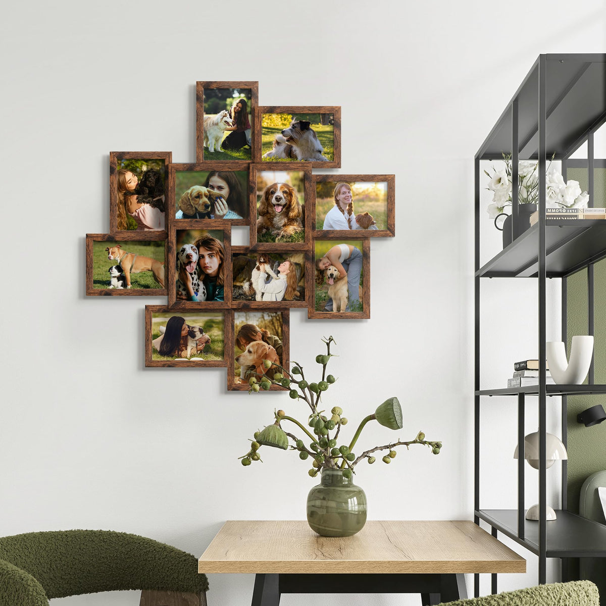 DUENPY 4x6 Collage Picture Frames, 12-Pack Solid Wood Photo Frame, Picture Frames Collage Wall Decor, Set with Glass Front, Assembly Required, Brown
