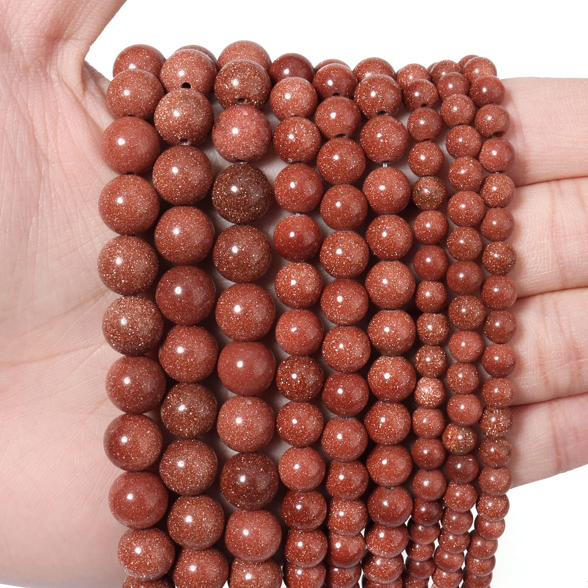 60pcs 6mm Natural Stone Beads Gold Sandstone Beads Energy Crystal Healing Power Gemstone for Jewelry Making, DIY Bracelet Necklace