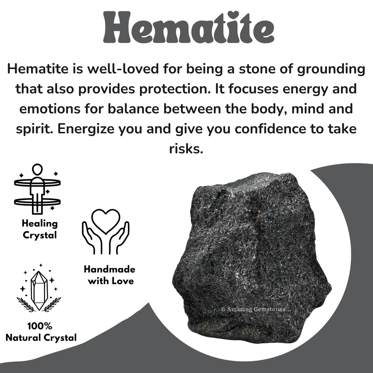 Amazing Gemstone Hematite Raw Crystals and Healing Stones, Natural Rocks For Tumbling - DIY Raw Stones And Crystals (1 Piece)