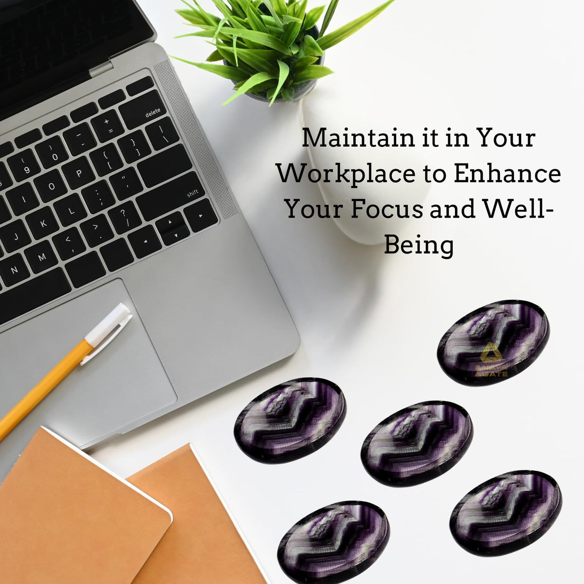 Anaya Agate Fluorite Worry Stones Certified Crystal Thumb Worry Stone for Anguish, Relaxing and Soothing Balance Stones for Meditation, Stress Relief Crystals and Healing Stones for Men, Women
