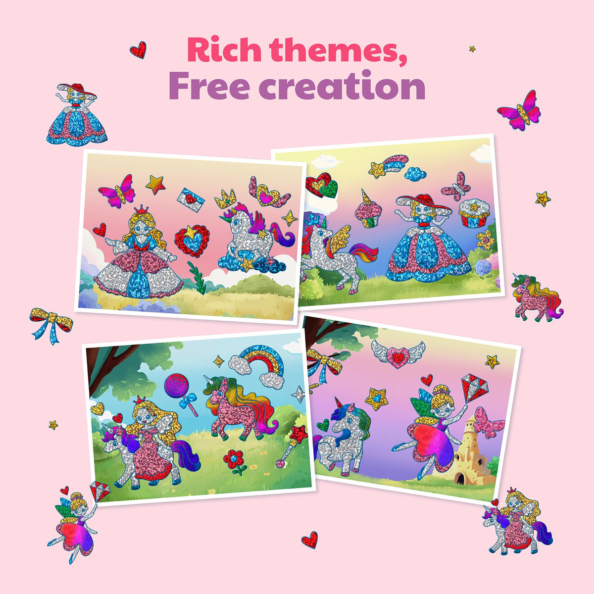 JoyCat 24 Pack Foil Craft Party Favors,No Mess Arts and Crafts for Kids,Goodie Bag Stuffers,DIY Creative Activity, Birthday Present for Girls Boys 4 5 6 7 8 9 Years Old(Unicorn)