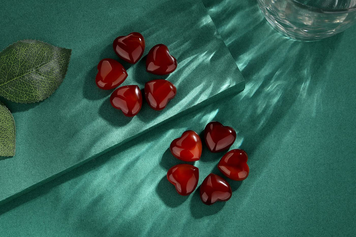 10 PCS Carnelian Crystal Heart Crystal Red Carnelian Agate Stone Polished Healing Palm Love Gemstones Set Wholesale Bulk Gifts Reiki Energy Balancing Meditation Orange Brown Red Carnelian Agate Mothers Day Gifts Bulk Stocking Stuffers