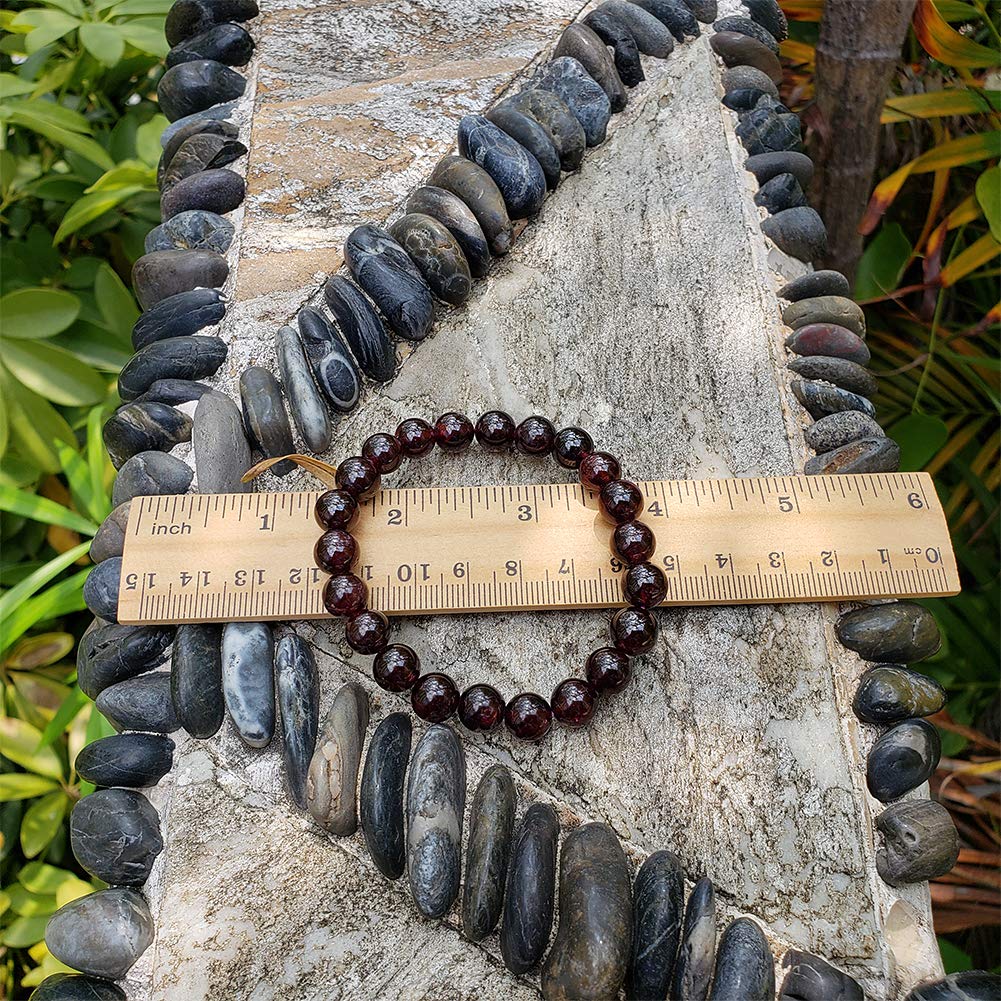 chengmu 8mm Garnet Stretch Bracelet for Women Natural Handmade Round Beads Semi Gemstone for Crystal Elastic Beaded Bracelet 7.5"