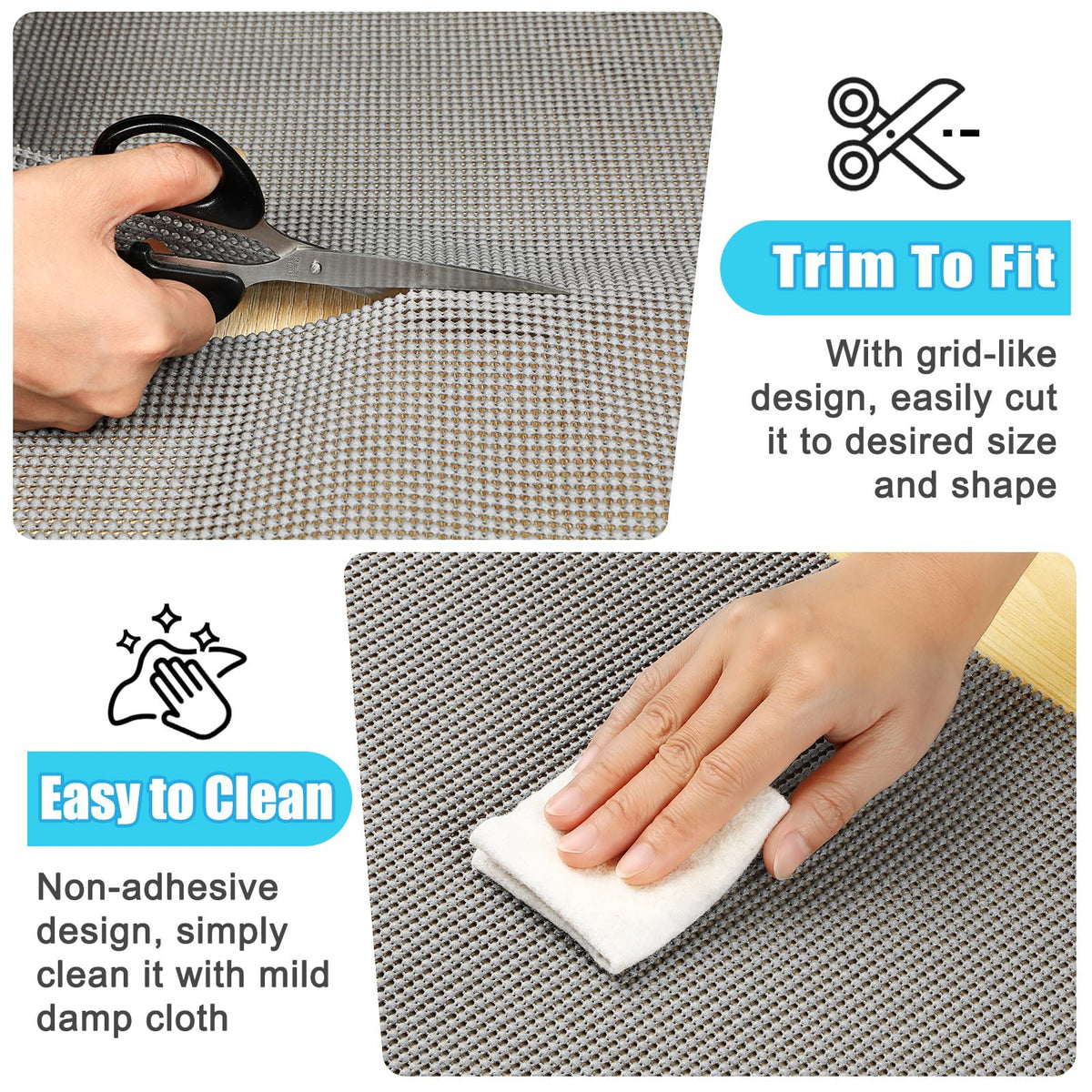 Songrey Non-Adhesive Drawer and Shelf Liner, 12IN x 20FT Non Slip Cabinet Liners, Protect Kitchen Cupboard, Bathroom Drawers, Breathable, Thick Strong Grip mat (Dark Gray)