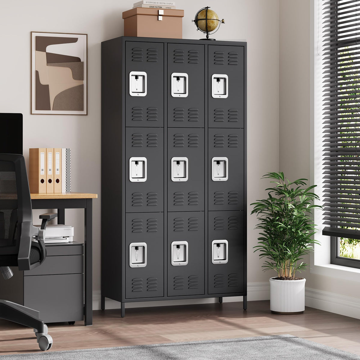 GAOMON 9 Doors Employee Lockers for Office, Metal Sorage Locker Combination, Lockable Employees Metal Locker with Door, Industrial Storage Lockers for Home, School, Gym (9 Doors)