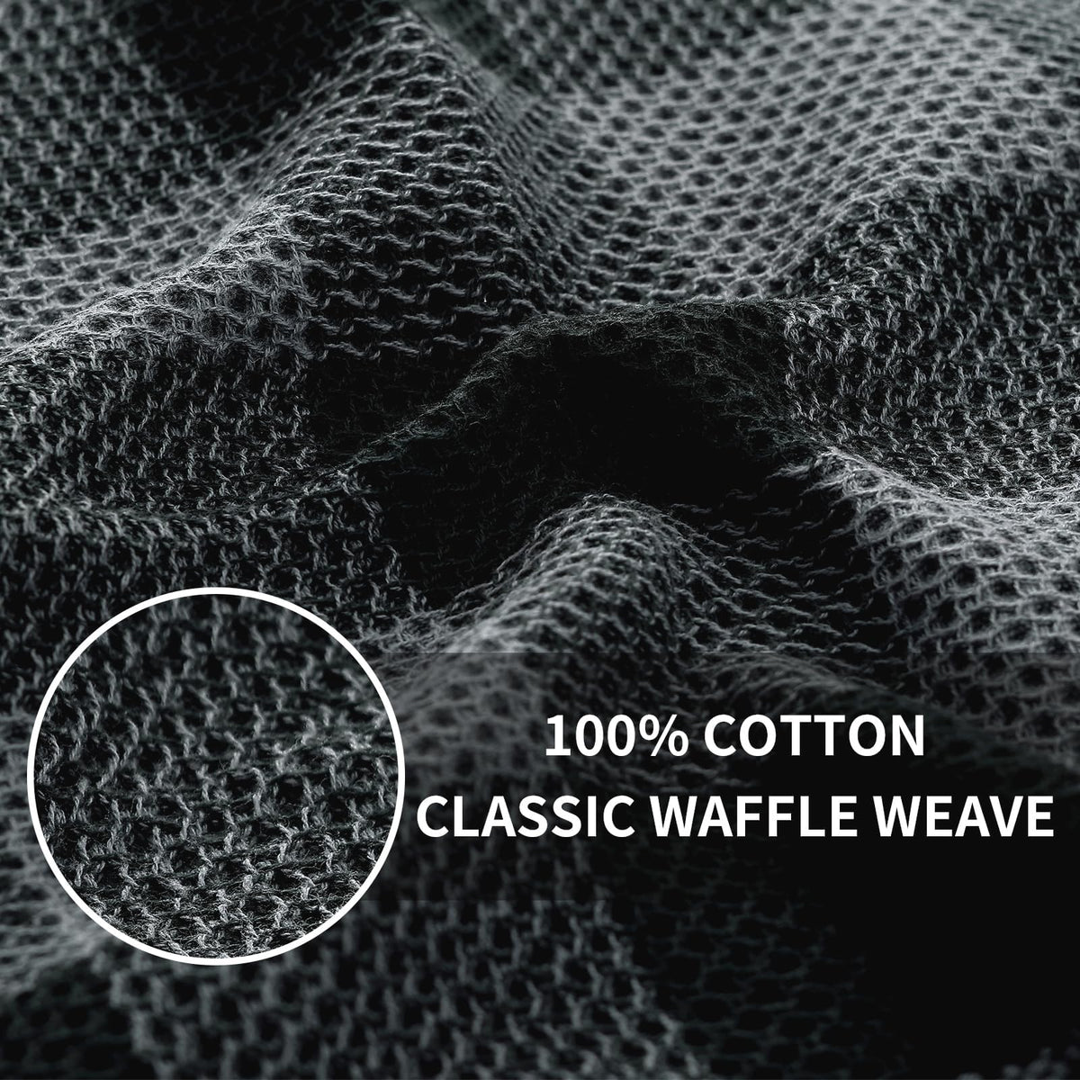 Homaxy Kitchen Towels and Dishcloths Set, 12 x 12 and 13 x 28 Inches, Set of 8 100% Cotton Waffle Weave Check Plaid Kitchen Dish Towels, Super Soft and Absorbent Dish Cloths, Black & Grey