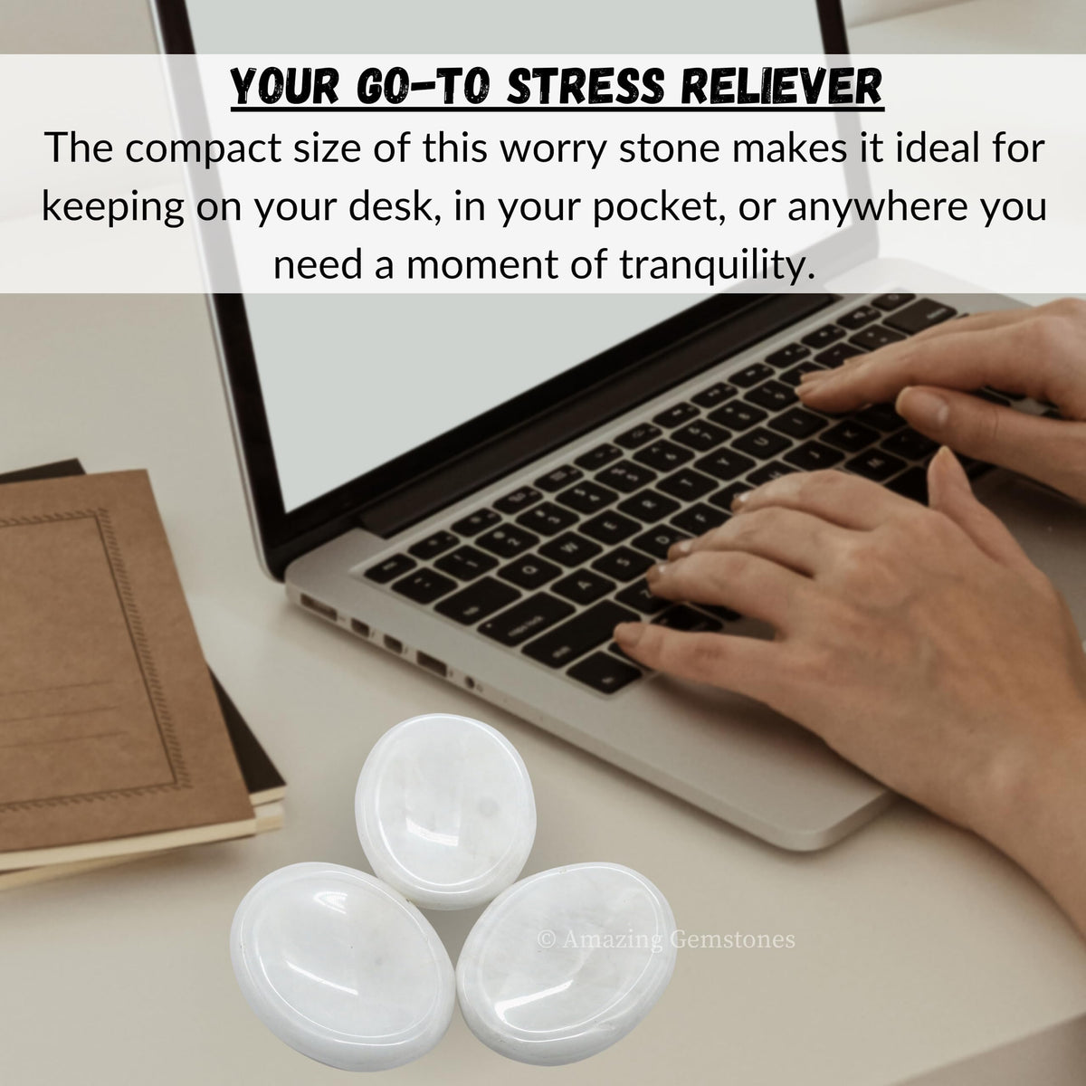 Amazing Gemstone Snow Quartz Worry Stone Crystals and Healing Stones - Worry Stones for Stress Relief Gifts - Piedra Crystal Fidget for Meditation - Unique Stocking Stuffers and Birthday Gifts