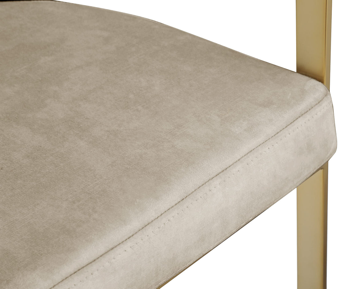 Meridian Furniture 596Stone-C Marcello Collection Modern | Contemporary Velvet Upholstered Counter Height Stool with Brushed Brass Iron Frame, 22.5" W x 20" D x 35.5" H, Stone, Set of 2