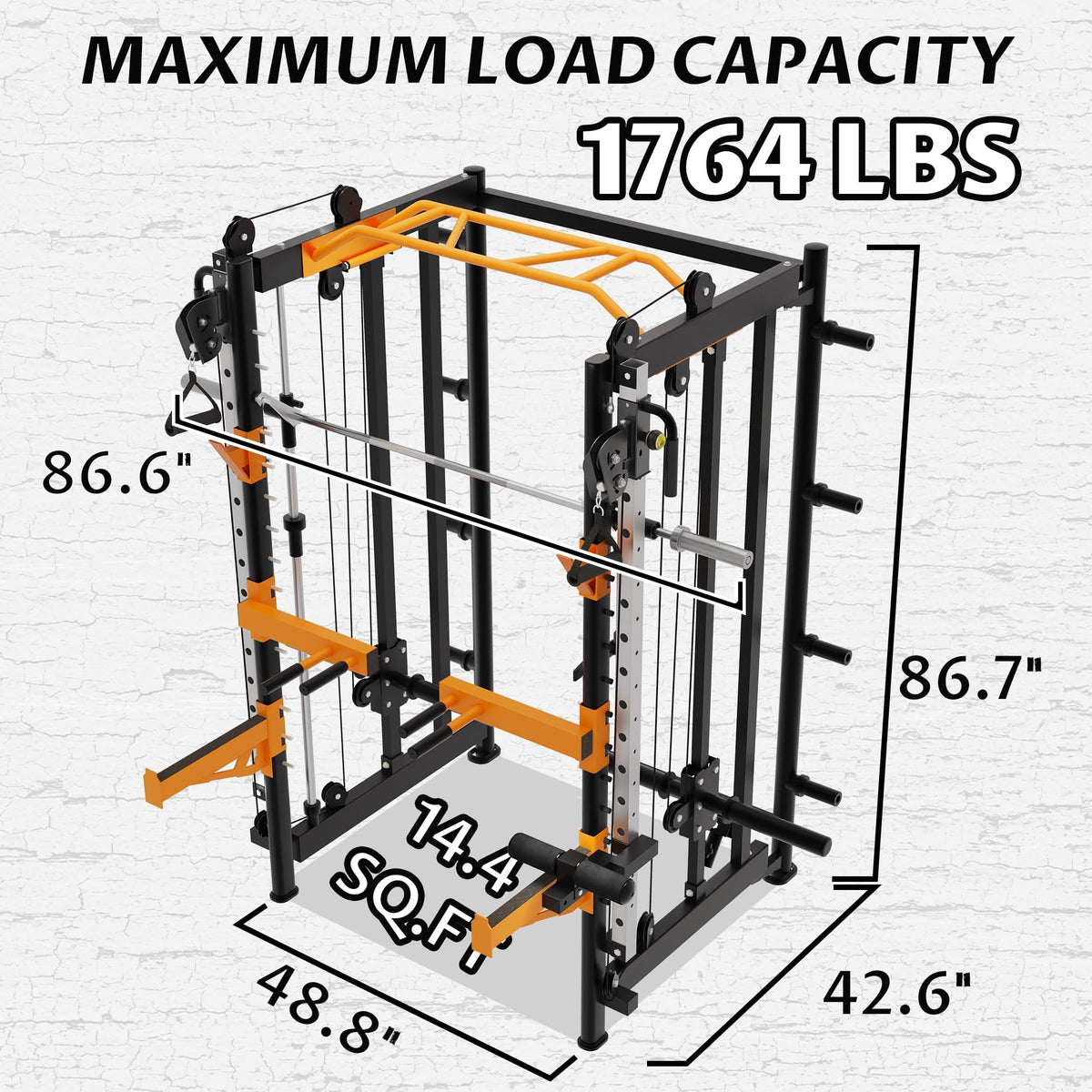 Fitvids All-in-One Power Cage with Pulley Cable Crossover System, Squat Rack, Leg Extension & Curl – Multi-Functional Home Gym Strength Training Equipment