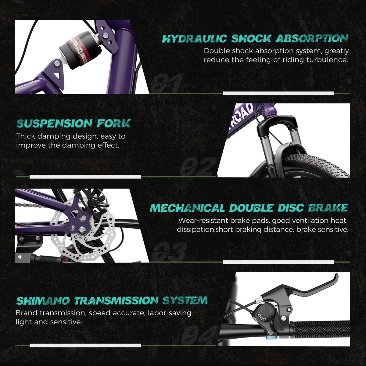 MarKnig 26 Inch Adult Folding Bikes/Mountain Bikes, 21 Speeds Mountain Bicycles with Full Suspension, Dual Disc Brake, High Carbon Steel Frame, Foldable Bike for Men/Women/Teen, HM-Purple