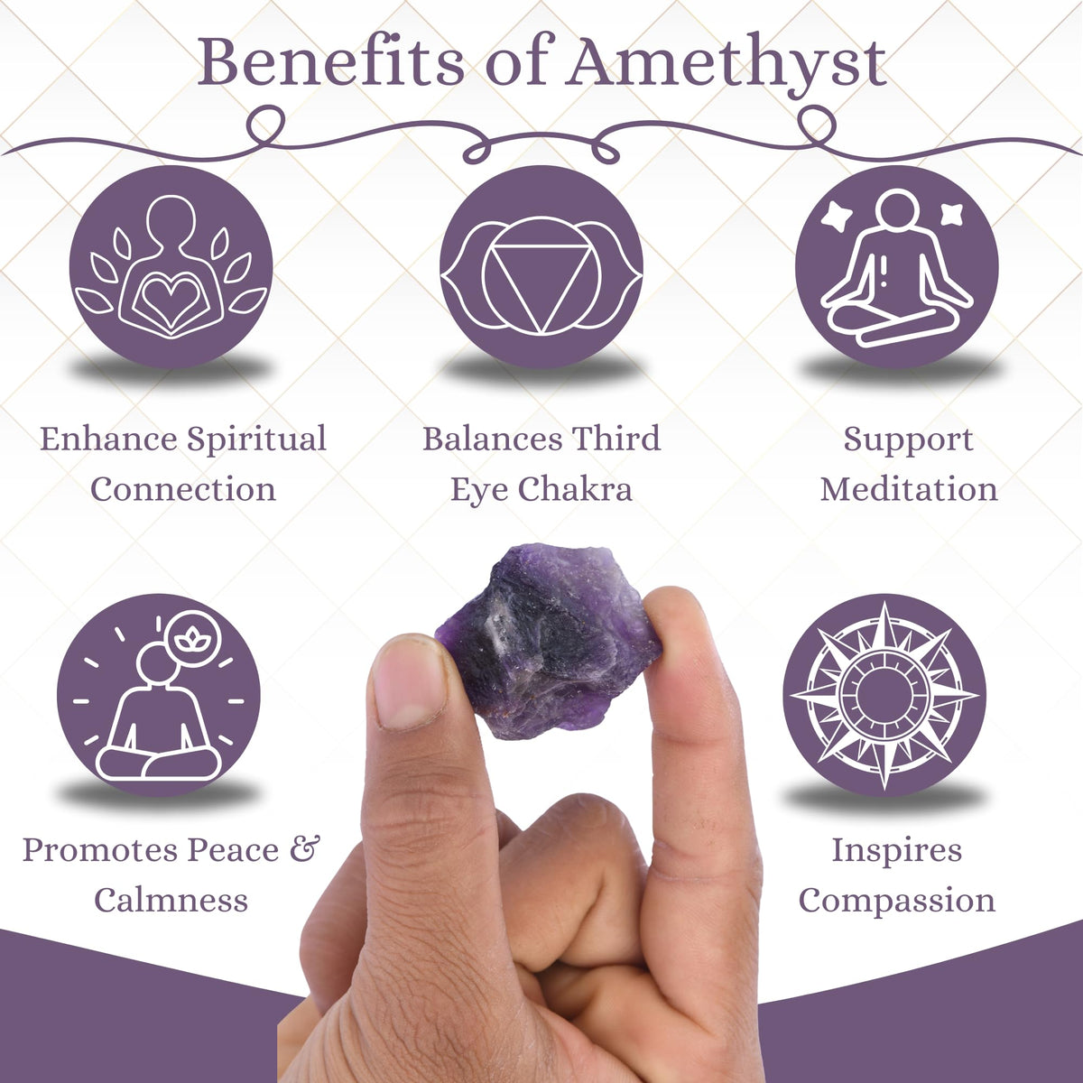 ANAYA AGATE Amethyst Raw Crystals Rough Gemstones with Authenticity Card, Velvet Pouch Raw Stones for Tumbling, Cabbing, Polishing, Cutting Natural Healing Crystals for Home Decor, DIY Stones