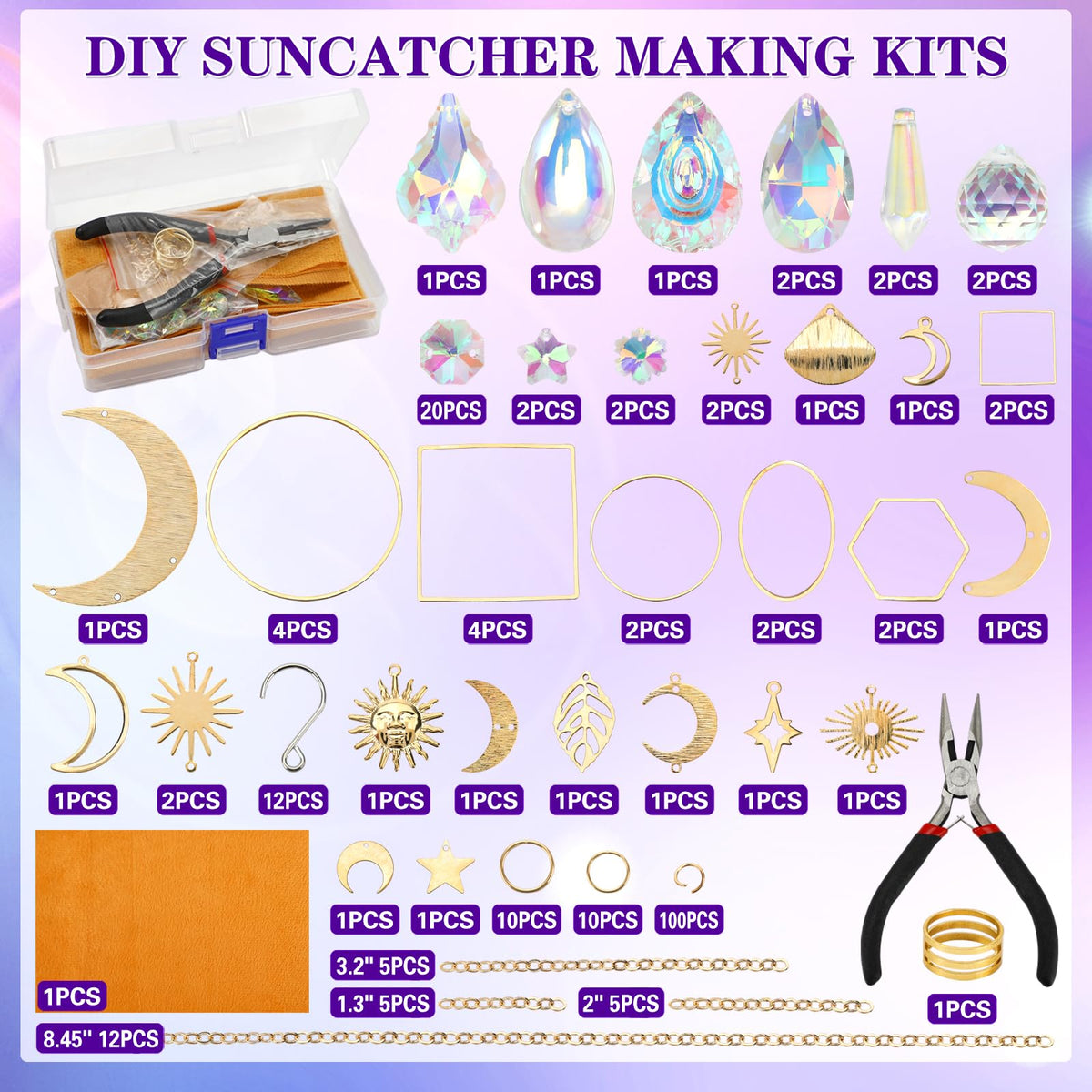 Sun Catcher Kits for Adults, 228pcs DIY Suncatcher Making Supplies Arts and Crafts for Girls Women Hanging Ornaments for Indoor Windows Prism with Crystal Balls Gift for Birthday Mother's Day