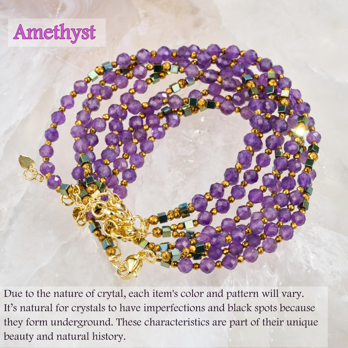 Farfume Amethyst - Wisdom - Crystal Beaded Bracelets, Chakra 4mm Natural Stone Beads Bracelets, Gemstone Spiritual Jewelry Gifts for Mother's Day