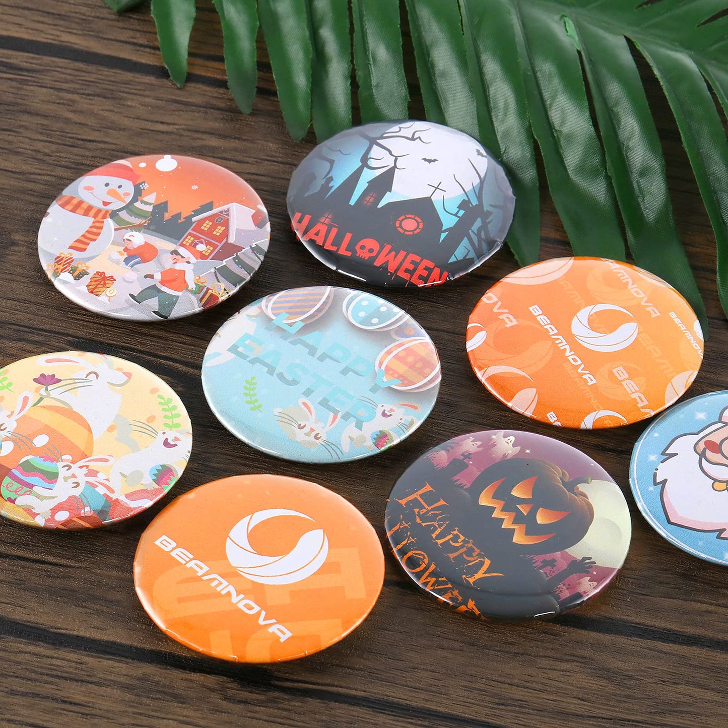 BEAMNOVA 500 Sets 44mm / 1.73 in (Approx. 1-3/4 inch) Button Maker Supplies Blanks for Round Pin Making Machine, Plastic Back, Hand Press Badge Making Refills