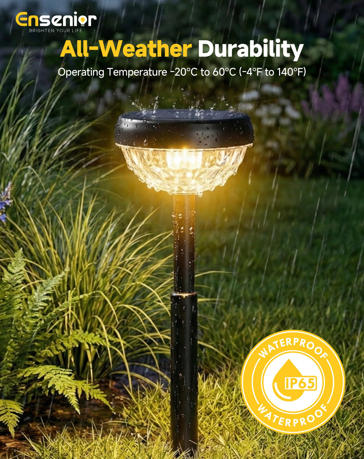 Ensenior 6-Pack Solar Lights Outdoor, Auto ON/Off 3000K LED Solar Garden Lights for Pathway, Yard, Patio, Walkway, Flower Bed, Halloween Christmas Landscape Lighting, IP65 Waterproof, Flag Lights