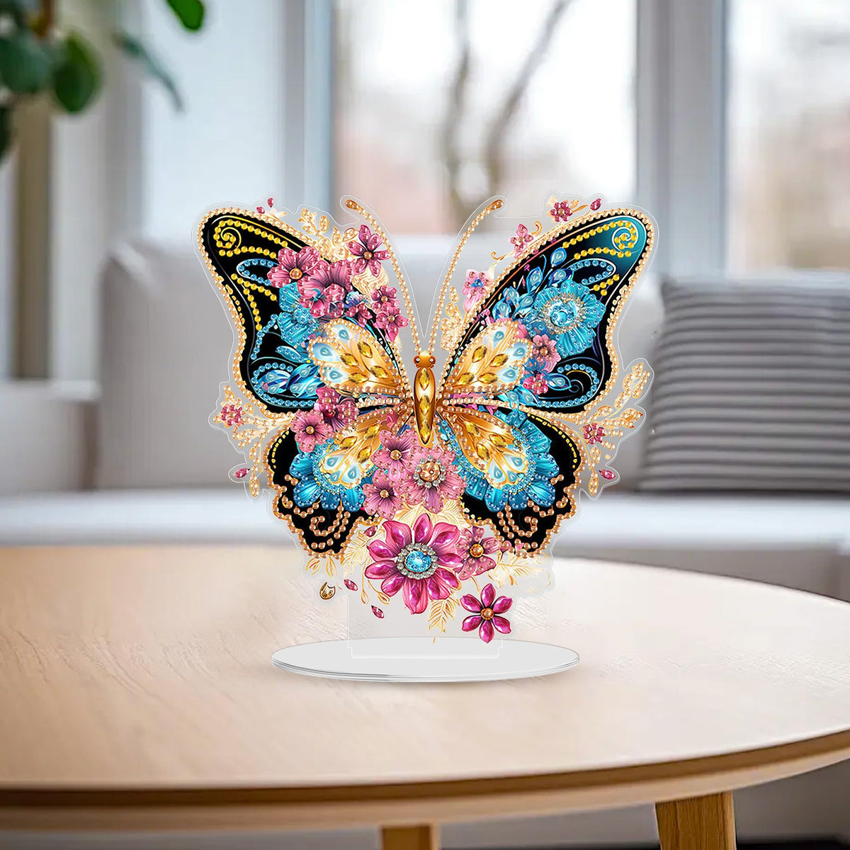 GHHKUD Butterfly Diamond Painting Desktop Ornament for Adults Double Sided, Stand Up Diamond Art Ornaments DIY Special Diamond Gem Craft Tabletop Placement Board Kit for Home Decor