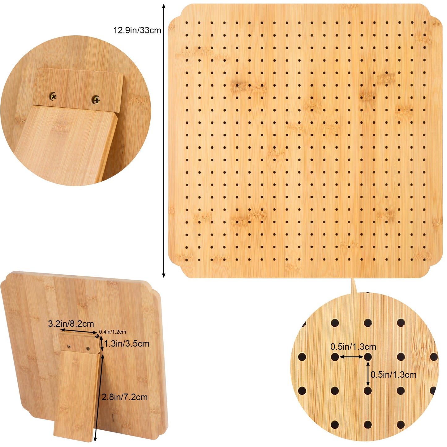 BLELEYLL 13" Crochet Blocking Board with 15 Pegs/Pins,Granny Square Blocking Board,Blocking Boards for Crochet Projects,Wooden Crocheting Accessories Gifts for Crocheters.