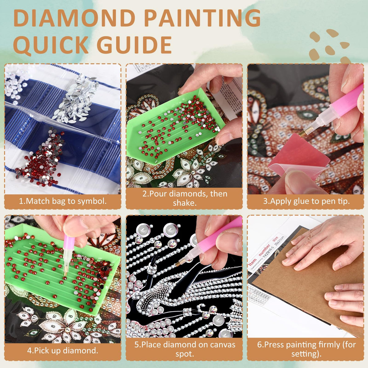 Jaloro 6 Pack 8 x 8 Inch 5d Crystal Diamond Painting Kits for Adults, Elegant Woman Butterfly Flower Diamond Art Kits, DIY Rhinestone Picture Sets for Beginner Artist Home Wall Decor Gifts, No Frame