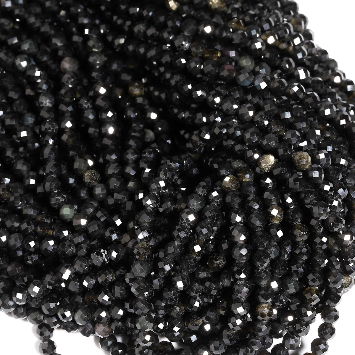 Song Xi 90pcs 4mm Natural Black Striped Agate Gemstone Beads Faceted Round Loose Stone Beads for Jewelry Making (1 Strand)