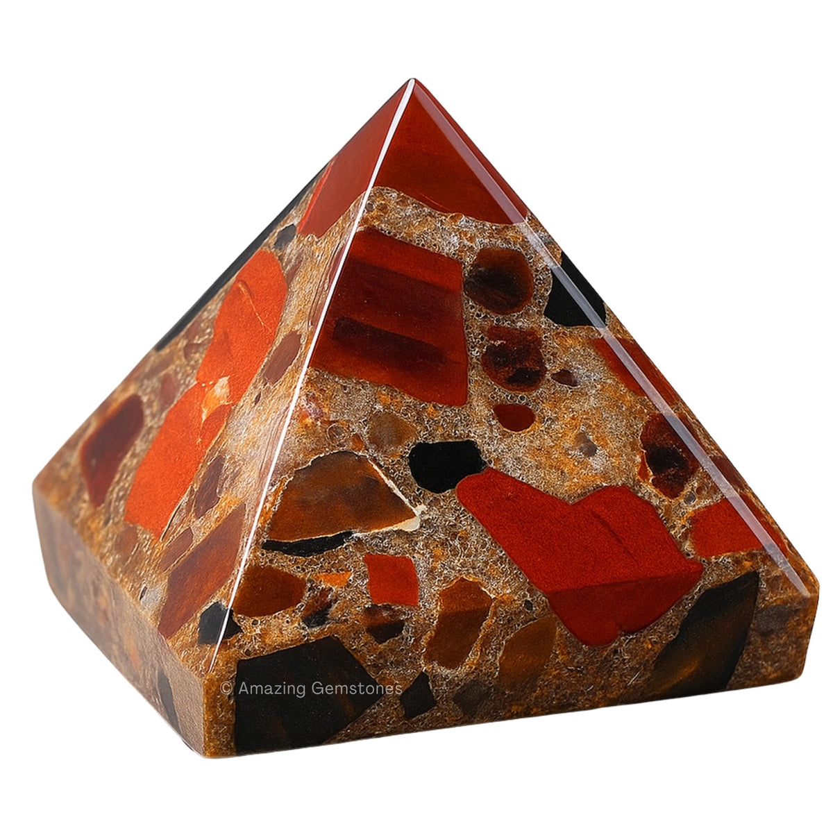 Spotted Jasper Pyramid Crystal Healing Stones - 1" Great Pyramid Figurine of Natural Stone Pyramid for Meditation, Reiki, Chakra Balancing and Crystal Pyramids Grid
