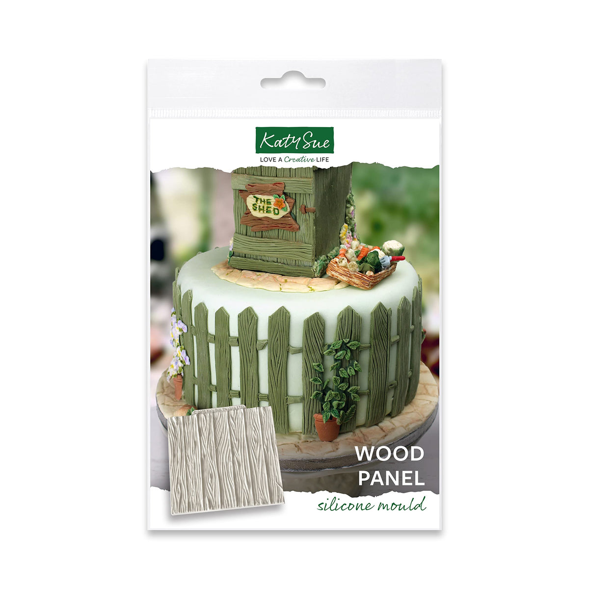 Katy Sue Wood Panel Silicone Mold for Cake Decorating & Crafts - Mold and Texture Size 102 x 102 x 3mm / 4.02 x 4.02 x 0.12 inches