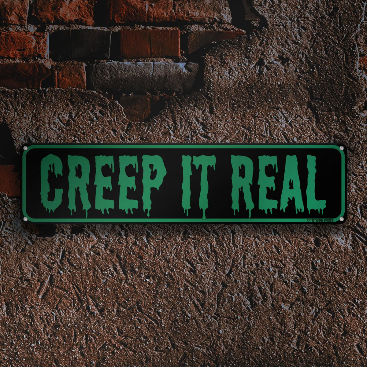 Creep It Real Halloween Theme Street Sign 16" x 4" Spooky Bar Game Room Home Man Cave Home Decor (CreepItRealStreet)