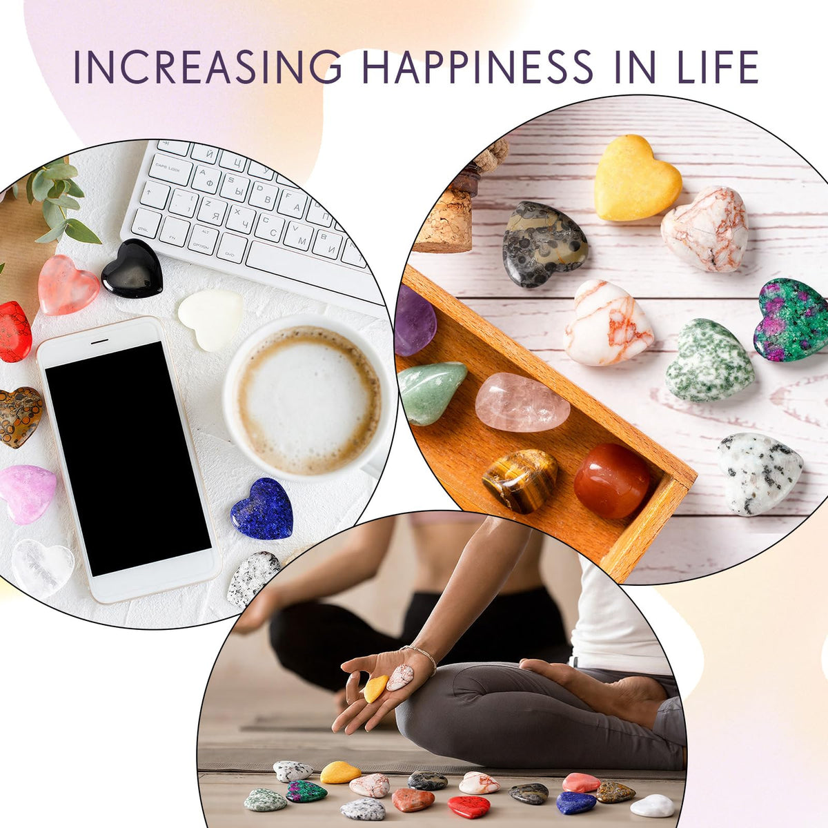 Nuenen 72 Pcs Natural Heart Shaped Crystal Stone 1.2 Inch Worry Stone Bulk Heart Palm Pocket Healing Carved Love Mini Gemstone Decor for Valentines Witchcraft Meditation
