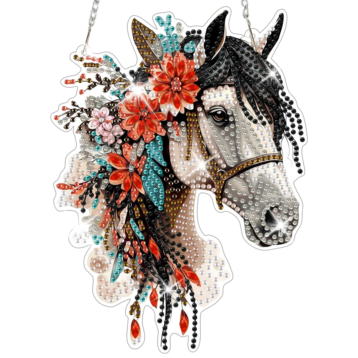 NAIMOER DIY Hanging Diamond Art Kits for Adults, Horse Diamond Painting Kits, Special Shaped Rhinestone, Acrylic 5D Gem Art Craft Window Pendants Home Garden Wall Hanging Ornament Kits