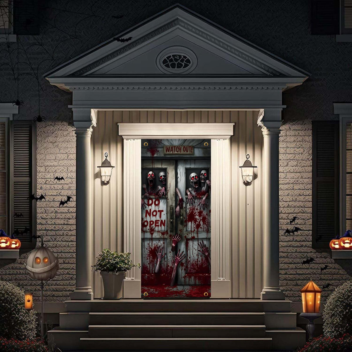 Halloween Terror Theme Door Cover, DO NOT OPEN Theme Door Cover, Scary Bloody Door Banner for Halloween Spooky Party Decorations, 71x35 Inch (NOT OPEN A)