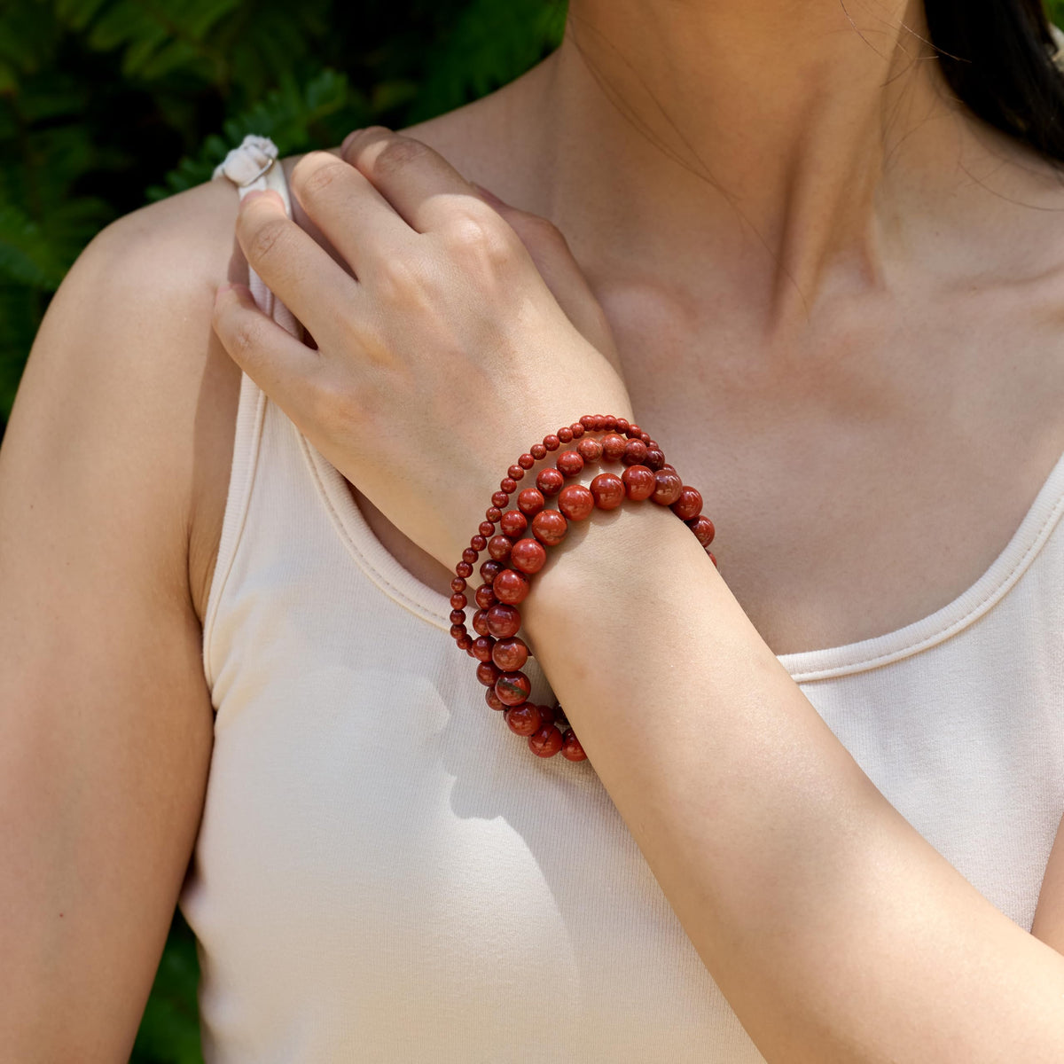 Red Jasper-Strong Base-8mm Beaded Bracelets for Women Handmade Semi Precious Natural Stone Stretch Elastic Jewelry Yoga Protection Gifts