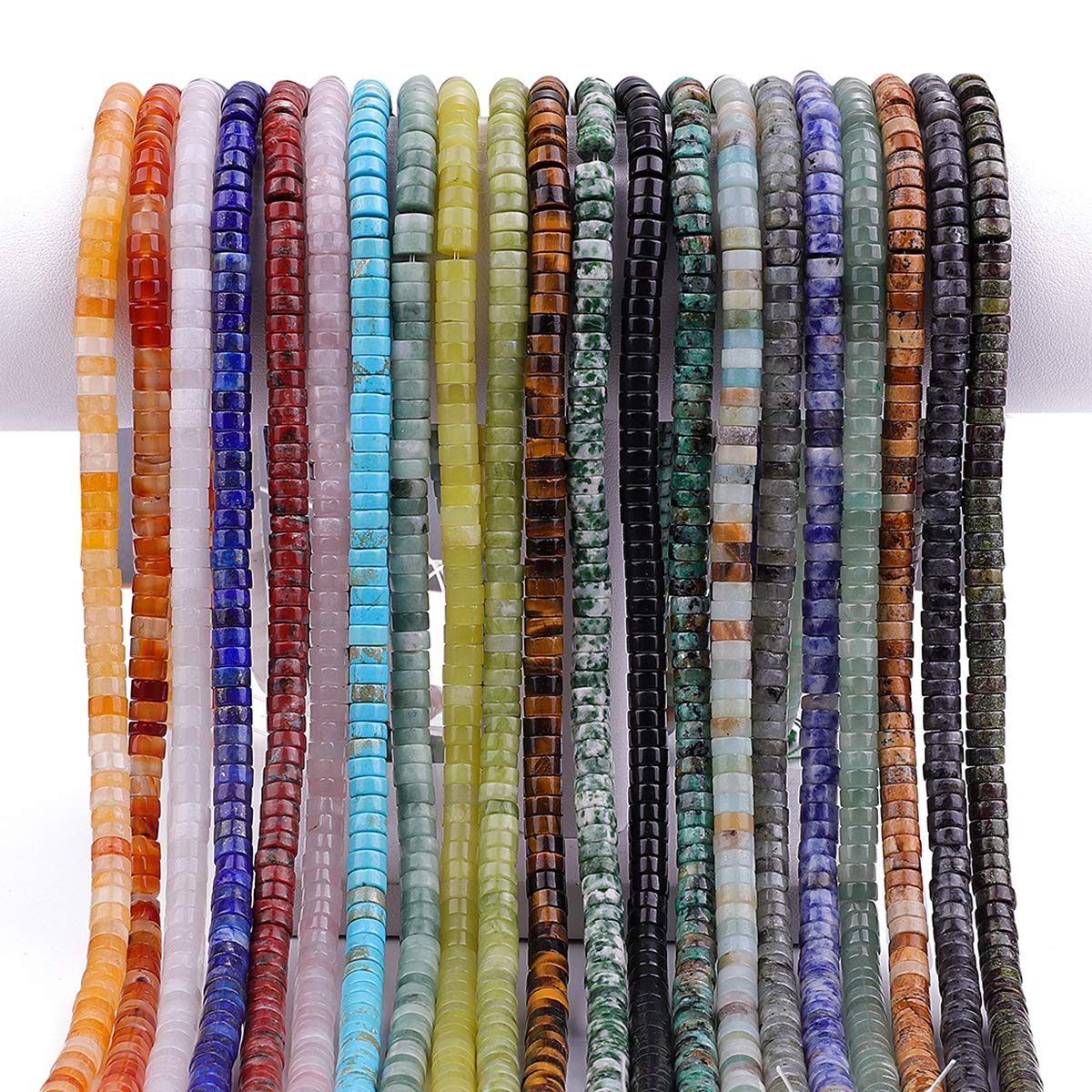 BEADIA Natural Lemo Jade Spacer Beads Caps Loose Semi Gemstone for Beading Jewelry Making 6mmx3mm 38cm