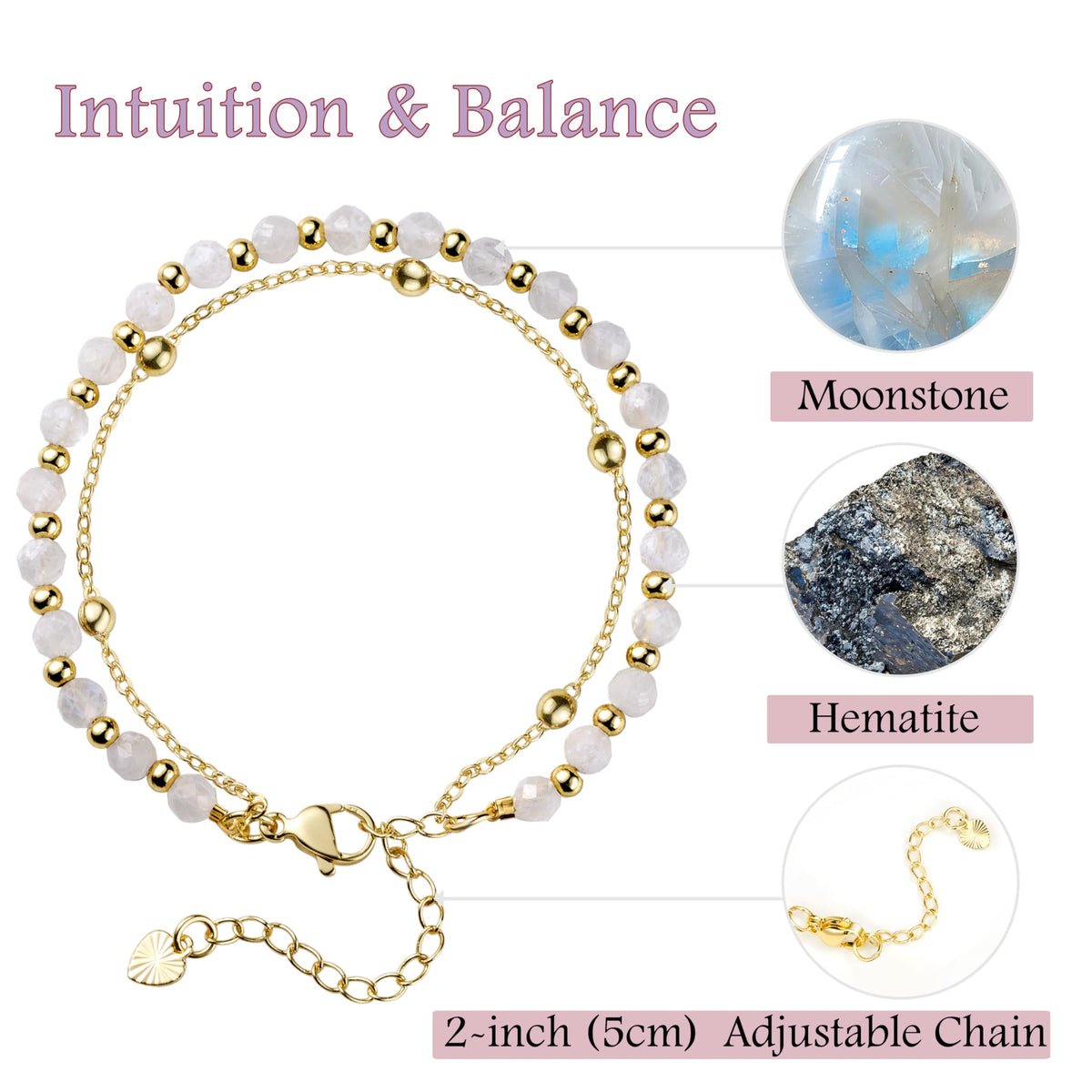 Farfume Moonstone Crystal Bracelet Beaded Bracelets for Women 4mm Natural Stone Beads Gemstone Handmade Jewelry Valentine's Day Gifts