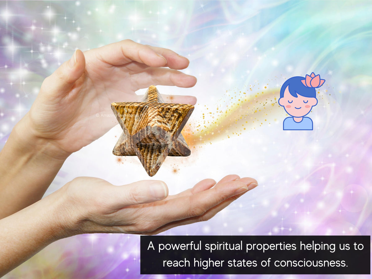 Amazing Gemstone Aragonite Merkaba Crystal - 1.5 Inches Metaphysical Merkaba Star for Meditation - Energetic Tetrahedron Crystal and Healing Stones for Spiritual Growth and Healing (35-40mm)
