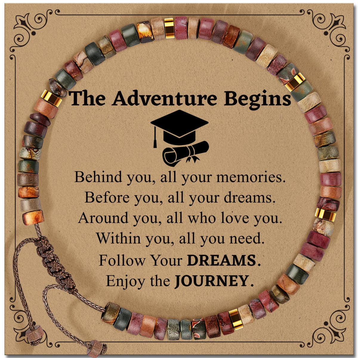 ZOKCC Graduation Bracelet Gifts for Her：Graduation Bracelets for Women Middle High School College Graduates - Healing Natural Stone Inspirational Gifts Bracelets for Women