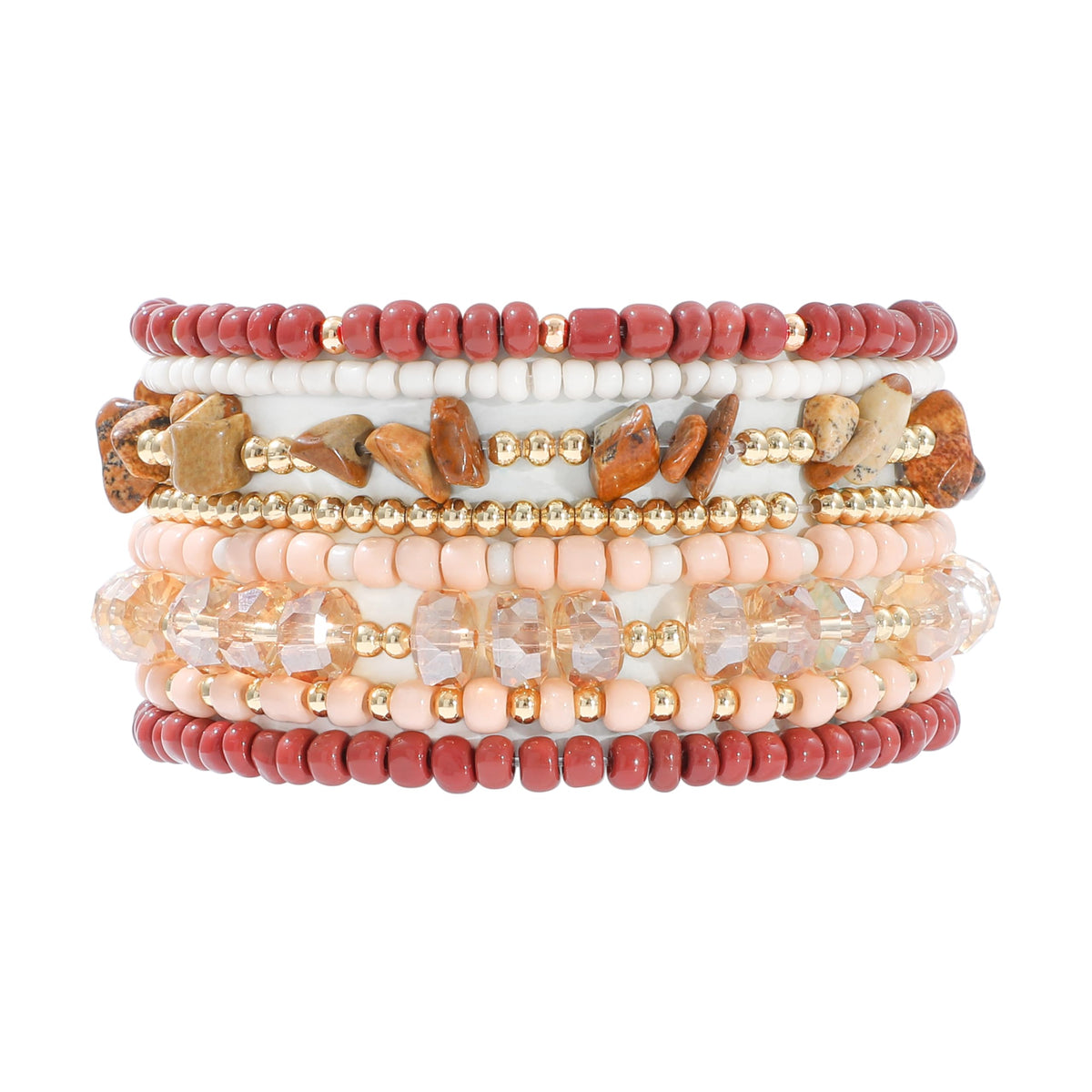 RISHEGAE Heishi Beaded Stretch Bracelets for Women Stackable Polymer Clay Beads Bracelets Friendship Boho Summer Beach Bracelet Jewelry Set (A-A brown)